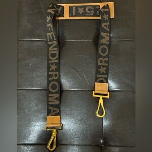 Fendi bag strap brown black canvas leather